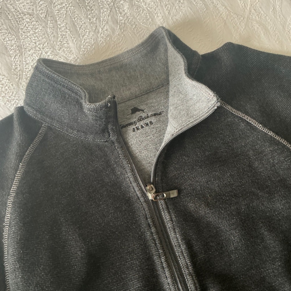 Tommy Bahama‎ Jeans Quarter Zip Pullover Sweater Gray Mens Casual